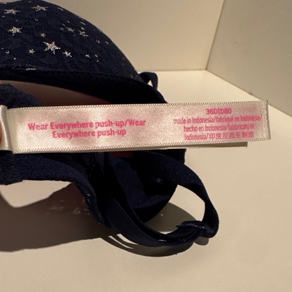 PINK Victoria Secret Navy Blue Star 36D Bra wear everywhere push up - Picture 3 of 13